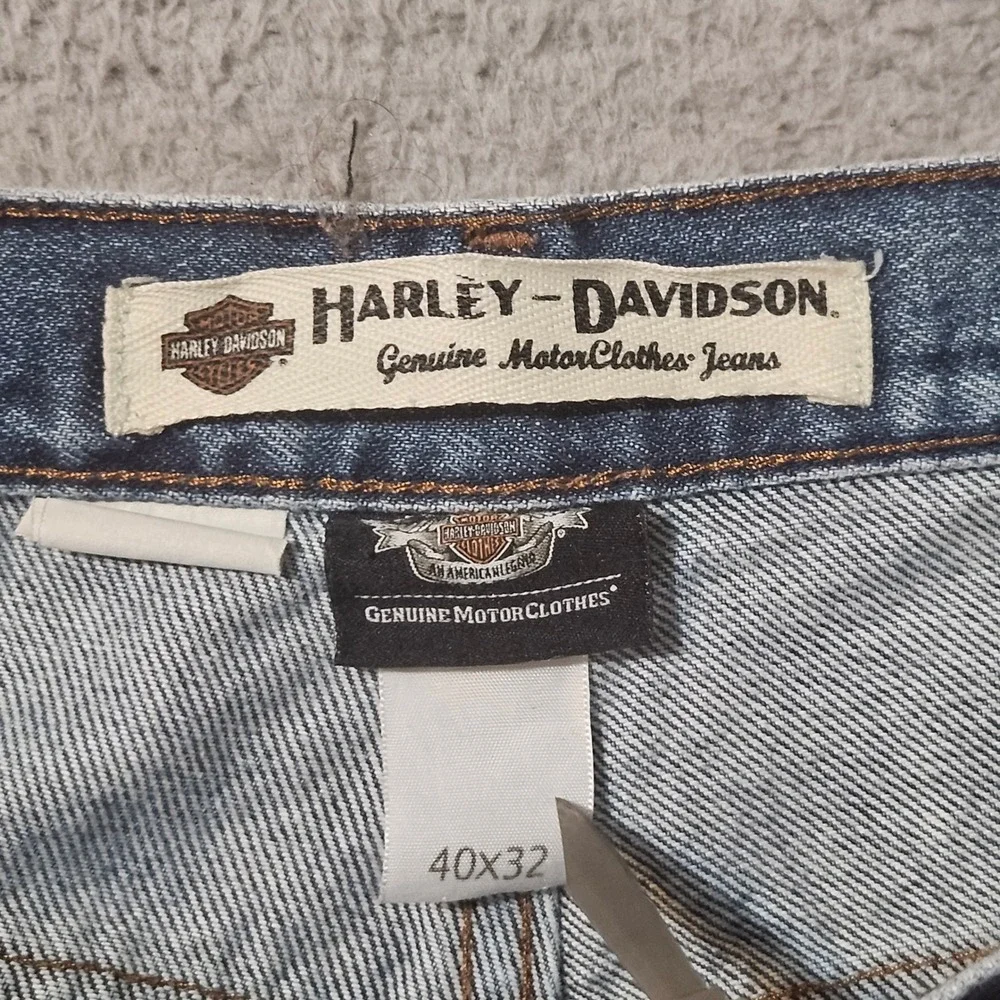 Harley Davidson Jeans Mens 40 x 32 Straight Blue Denim Cotton‎ Motorcycle Biker